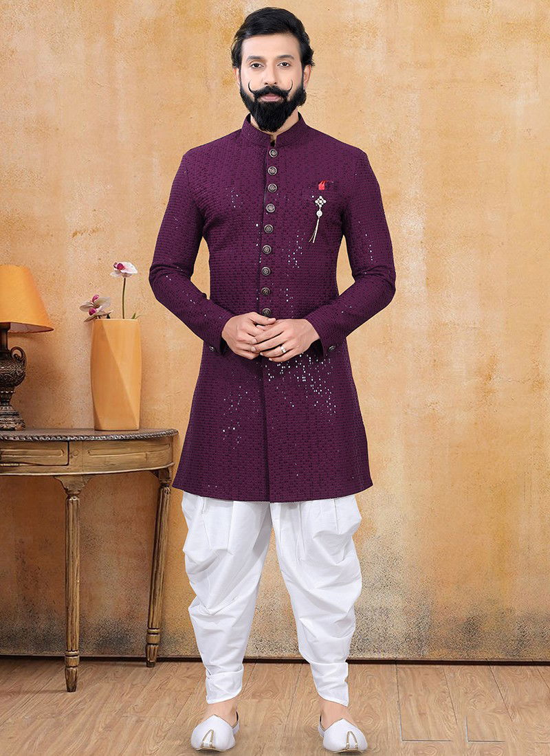 Purple Colour Heavy Designer Fancy Festive Wear Indo Western Collection 1271